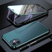 Voor iPhone 11 schokbestendige magnetische attractie lederen bord + beschermhoes van gehard glas (groen)