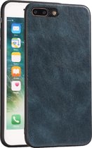 Voor iPhone 7 Plus / 8 Plus Crazy Horse Textured kalfsleer PU + PC + TPU Case (blauw)
