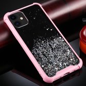 Voor iPhone 11 vierhoekige schokbestendige glitterpoeder acryl + TPU beschermhoes (roze)