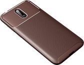 Voor Nokia 2.3 Carbon Fiber Texture Shockproof TPU Case (Bruin)