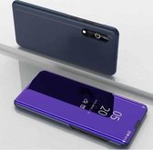 Voor Samsung Galaxy A01 vergulde spiegel horizontale flip lederen tas met houder (paars blauw)