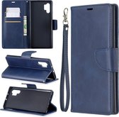 Retro lamsvacht textuur pure kleur horizontale flip pu lederen case met houder & kaartsleuven & portemonnee & lanyard voor Galaxy Note10 + (blauw)