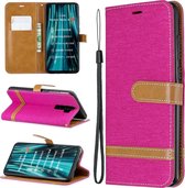 Voor Xiaomi Redmi Note 8 Pro Kleuraanpassing Denim Texture Horizontaal Flip Leather Case met houder & kaartsleuven & portemonnee & Lanyard (Rose Red)