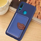 Litchi Pattern Card Bag Wallet Bracket + TPU Phone Case met Card Slot Wallet Bracket Functie Voor Huawei Nove 4 (Blauw)