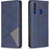 Ruit Textuur Horizontale Flip Magnetische Leren Case met Houder & Kaartsleuven Voor Huawei P Smart + 2019 / Honor 10i (Honor 20 lite) (Blauw)