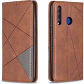 Ruit Textuur Horizontale Flip Magnetische Leren Case met Houder & Kaartsleuven Voor Huawei P Smart + 2019 / Honor 10i (Honor 20 lite) (Bruin)