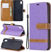 Kleuraanpassing Denim Texture Horizontale Flip Leather Case met houder & kaartsleuven & portemonnee & lanyard voor Xiaomi Redmi 7A (paars)