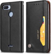 Kneed Huidtextuur Horizontaal Flip Leren Case voor Xiaomi Redmi 6 / 6A, met Fotolijst & Houder & Kaartsleuven & Portemonnee (Zwart)