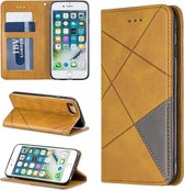 Ruit textuur horizontale flip magnetische lederen tas met houder en kaartsleuven en portemonnee voor iPhone 8 & 7 (geel)