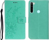 Voor Redmi Note 8 Pro Plum Blossom Pattern Links en Rechts Flip Leren Case met Beugel & Kaartsleuf & Portemonnee & Lanyard (Groen)