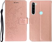 Voor Redmi Note 8 Pro Plum Blossom Pattern Links en Rechts Flip Leren Case met Beugel & Kaartsleuf & Portemonnee & Lanyard (Rose Gold)
