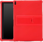 Voor Lenovo Tab E10 Tablet PC siliconen beschermhoes met onzichtbare beugel (rood)
