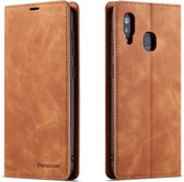 Voor Galaxy A40 Forwenw Dream Series Oil Edge Strong Magnetism Horizontal Flip Leather Case met houder & kaartsleuven & Wallet & Photo Frame (bruin)