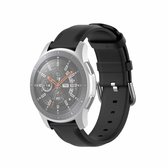 Voor Samsung Galaxy Watch 3 45 mm 22 mm lederen band met ronde staartgesp (zwart)