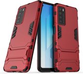 Voor Huawei Honor Play 4 PC + TPU schokbestendige beschermhoes met onzichtbare houder (rood)