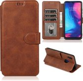 Voor Xiaomi Redmi Note 7 Kalf Textuur Magnetische Gesp Horizontale Flip Lederen Case met Houder & Kaartsleuven & Portemonnee & Fotolijst (Koffie)