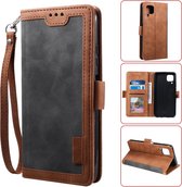 Voor Huawei P40 Lite Retro splicing horizontale flip lederen tas met kaartsleuven en houder en portemonnee (grijs)