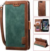 Voor iPhone 7 Plus / 8 Plus Retro Splicing Horizontaal Flip Leren Hoesje met Kaartsleuven & Houder & Portemonnee (Groen)