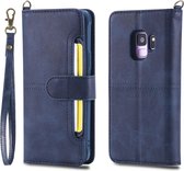 Voor Galaxy S9 multifunctionele afneembare magnetische horizontale flip lederen tas met kaartsleuven en houder en portemonnee en fotolijst (blauw)