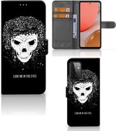 PU Cuir Premium Flip Case pour Samsung Galaxy A72 Coque Téléphone Crâne Cheveux