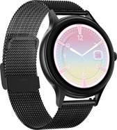 Belesy® GRACEFUL - Smartwatch Dames - Horloge - 1.09 inch - Kleurenscherm - Stappenteller - Bloeddruk - Hartslag - Maak je eigen wijzerplaat – 100+ Wijzerplaten - Staal – Zwart