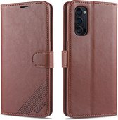 Voor Oppo Reno4 / Reno4 Pro AZNS Sheepskin Texture Horizontale flip lederen tas met houder & kaartsleuven & portemonnee (bruin)