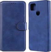 Voor Geschikt voor Xiaomi Redmi 9C klassieke kalfsstructuur PU + TPU horizontale flip lederen tas, met houder & kaartsleuven en portemonnee (blauw)