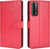 Voor Huawei P smart 2021 / Y7a Retro Crazy Horse Textuur Horizontale Flip Leren Case met Houder & Kaartsleuven & Fotolijst (Rood)