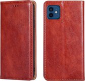 Voor iPhone 12/12 Pro PU + TPU Gloss Oil Effen Kleur Magnetische Horizontale Flip Leren Case met Houder & Kaartsleuf & Portemonnee (Bruin)