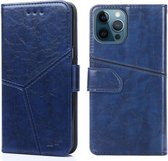 Geometrische stiksels Horizontale flip TPU + PU lederen tas met houder & kaartsleuven en portemonnee voor iPhone 12 (blauw)