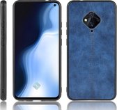 Voor Vivo Y9s / V17 Schokbestendig Naaien Koe Patroon Huid PC + PU + TPU Case (Blauw)