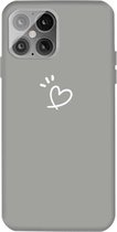 Three Dots Love-heart Pattern Frosted TPU beschermhoes voor iPhone 12 Pro Max (grijs)