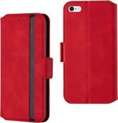 Voor iPhone 6 & 6s Retro Frosted Oil Side horizontale flip-hoes met houder en kaartsleuven (rood)