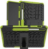 Voor Samsung Galaxy Tab S7 T870 / T875 Bandentextuur Schokbestendig TPU + PC beschermhoes met houder (groen)