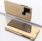 Voor Samsung Galaxy A21S vergulde spiegel horizontale flip lederen tas met houder (goud)