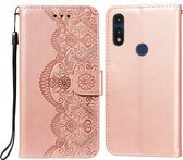 Voor Motorola Moto E (2020) / E7 Flower Vine Embossing Pattern Horizontale Flip Leather Case met Card Slot & Holder & Wallet & Lanyard (Rose Gold)