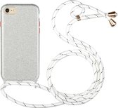 Glitter poeder schokbestendig TPU beschermhoes met lanyard voor iPhone 6 (zilver)