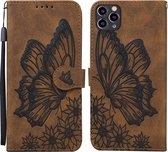 Retro Skin Feel Butterflies Embossing Horizontale Flip Leather Case met houder & kaartsleuven & portemonnee voor iPhone 11 Pro Max (bruin)