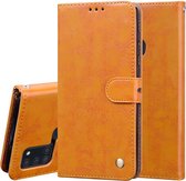 Voor Samsung Galaxy A21s Business Style Oil Wax Texture Horizontale Flip Leather Case, met houder & kaartsleuven & portemonnee (geel)