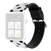 Fashion Wave Dot-serie lederen vervangende horlogebanden voor Apple Watch Series 6 & SE & 5 & 4 40 mm / 3 & 2 & 1 38 mm (zwarte golfstippen op wit)