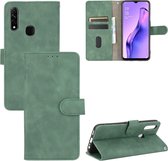 Voor OPPO A8 / A31 (2020) Effen kleur Huidgevoel Magnetische gesp Horizontale flip kalftextuur PU lederen tas met houder & kaartsleuven & portemonnee (groen)