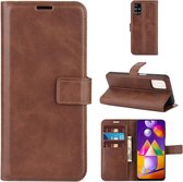 Voor Samsung Galaxy M31s Retro Kalfspatroon Gesp Horizontale Flip Leren Case met Houder & Kaartsleuven & Portemonnee (Donkerbruin)