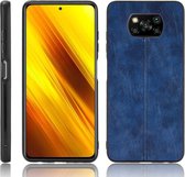 Voor Xiaomi Poco X3 NFC Schokbestendig Naaien Koe Patroon Huid PC + PU + TPU Case (Blauw)