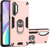 Voor OPPO Realme XT 2 in 1 Armor Series PC + TPU beschermhoes met ringhouder (roségoud)