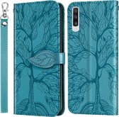 Voor Samsung Galaxy A50 Life of Tree Embossing Pattern Horizontale Flip lederen tas met houder & kaartsleuf & portemonnee & fotolijst & lanyard (meerblauw)
