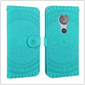 Voor Motorola Moto E5 Pressed Printing Pattern Horizontale Flip PU lederen tas met houder & kaartsleuven & portemonnee & & lanyard (grasgroen)