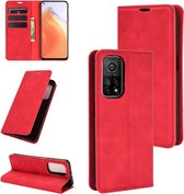 Voor Geschikt voor Xiaomi Mi 10T / 10T Pro Retro-skin Business magnetische zuignap lederen tas met houder & kaartsleuven & portemonnee (rood)