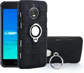 Voor Motorola Moto E4 Plus EU versie 2 in 1 kubus PC + TPU beschermhoes met 360 graden draaien zilveren ringhouder (zwart)