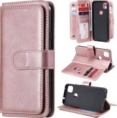 Voor Google Pixel 4a 4G Multifunctionele Magnetische Koperen Gesp Horizontale Flip Leren Case met Beugel & 10 Kaartsleuven & Portemonnee & Fotolijst (Rose Goud)