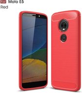 Voor Motorola Moto E5 / G6 Play Brushed Texture Carbon Fiber TPU Case (Rood)